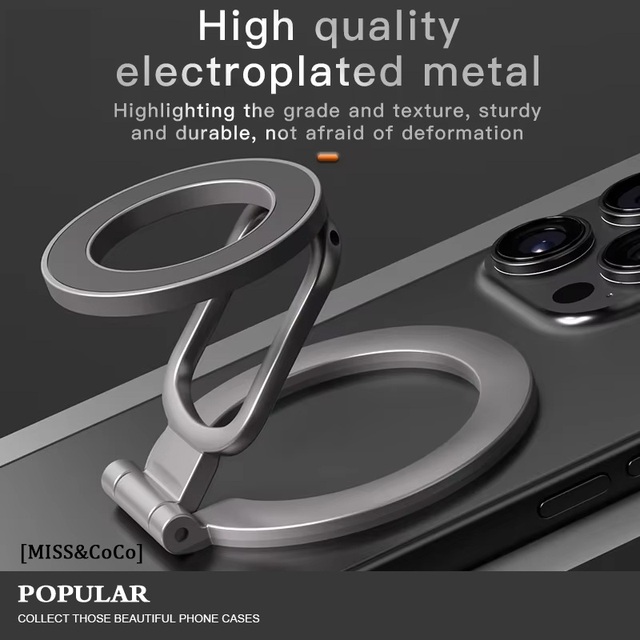 2026 Double-Sided for MagSafe Phone Holder for iPhone 14/15/16 Foldable 360° Rotating Stand Strong Magnet & Finger Grip Suppor