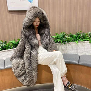RNSHANGER sonbahar kış sıcak kadın kürk ceket rahat sahte tilki saç moda uzun palto yeni kapşonlu kadınlar kış ceket - Product Image 3