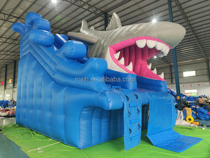 Phổ biến trên mặt đất di động chất lượng cao Inflatable cá mập trượt nước 8*4.5m vật liệu PVC cho khung kim loại hồ bơi công viên nước - Product Image 2