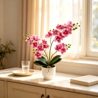 Plante artificielle Phalaenopsis en pot, orchidée au toucher silicone, fleur verte, bonsaï écologique, longue durée de vie, pour salon et bureau
