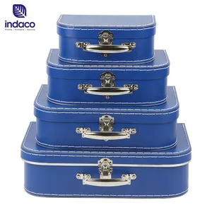2023 Popular Luxury Packaging Four Sets Decorative stitching Paper Suitcase Gift Box With handle