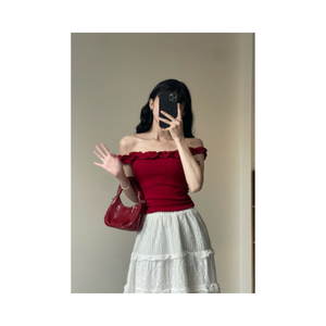 เสื้อครอปท็อปผู้หญิงขายดีที่สุด ผ้าฝ้ายยืดกระชับรูปร่าง ทรงเข้ารูป เป็นมิตรต่อสิ่งแวดล้อม แบบเปิดไหล่ มีหลายสี - Product Image 5
