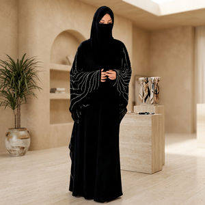Offre Spéciale – Abaya Traditionnelle Musulmane Modeste de Dubaï, Perlée et Pailletée, à Manches Longues et Col Montant, Longueur Ras du Sol, Faite à la Main pour Mariage, pour Femmes Adultes - Product Image 1
