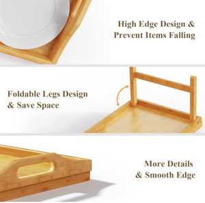 Vente en gros Plateau d'accoudoir en bambou avec support pour ordinateur portable Plateau de lit personnalisé avec pied pliant et plateau en bambou - Product Image 4