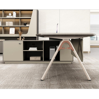 Ensemble de bureau de direction en bois en forme de L, design moderne et luxueux, avec panneaux écologiques, mobilier de bureau