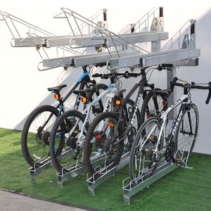 Instalación de estacionamiento de <span class=keywords><strong>bicicletas</strong></span> de dos pisos, estante de <span class=keywords><strong>bicicletas</strong></span> comercial, soporte de garaje, piso de construcción, Ciclo de exhibición Vertical alto - Product Image 1