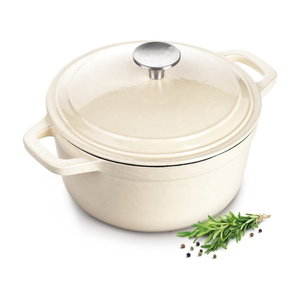 Blanc professionnel <span class=keywords><strong>En</strong></span> <span class=keywords><strong>Fonte</strong></span> Rond <span class=keywords><strong>Cocotte</strong></span> et Couvercle avec Poignées - Product Image 1