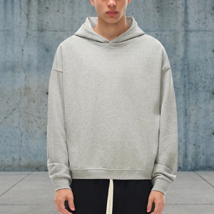 Custom logo Cropped <b>Hoodie</b> <b>Men</b> Heavy Weight 345gsm Cotton <b>Fleece</b> High Quality Blank Embroidery <b>Hoodie</b> <b>Oversized</b> <b>Hoodie</b> - Product Image 3