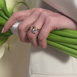 Gemnel Open Pave Round Band Bezel Set Diamond 925 Sterling Silver Round oval marquise <b>Stack</b> <b>Ring</b> Set - Product Image 4