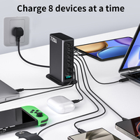 Chargeur USB C 720W Type C PD 140W GaN à charge rapide, 6 ports USB-C + 2 ports USB-A, station de charge de bureau 8 ports pour téléphone, tablette et ordinateur portable