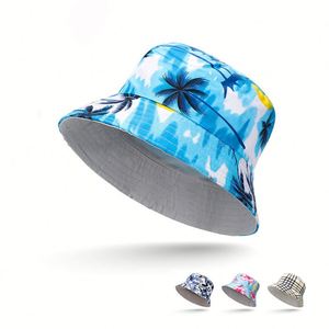 Wholesale Unisex Print Double-Side-Wear <b>Reversible</b> <b>Bucket</b> <b>Hat</b> Beach Fisherman <b>Hats</b> Promotional Gifts - Product Image 1