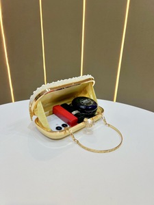 Borsa da Sera per <span class=keywords><strong>Donna</strong></span> con Nappa di Perle, <span class=keywords><strong>Pochette</strong></span> con Strass e Catene, Borsa da Sera Transfrontaliera per Donne - Product Image 6