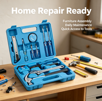 Ensemble d'outils manuels robustes pour la maison, coffret à outils en plastique avec plusieurs outils pour la réparation et l'entretien domestique