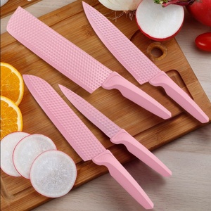 Hot Sale Nonstick Coated 6pcs Stainless Steel <b>sharp</b> Cooking <b>Knife</b> Wheat Plastic Handle Kitchen <b>Knife</b> <b>Set</b> with Scissors - Product Image 2