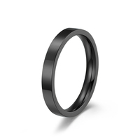 Bague en acier inoxydable ShuoyeW 3MM, argent, or rose, noir, bleu, empilable, simple, avec logo laser, bagues pour doigts