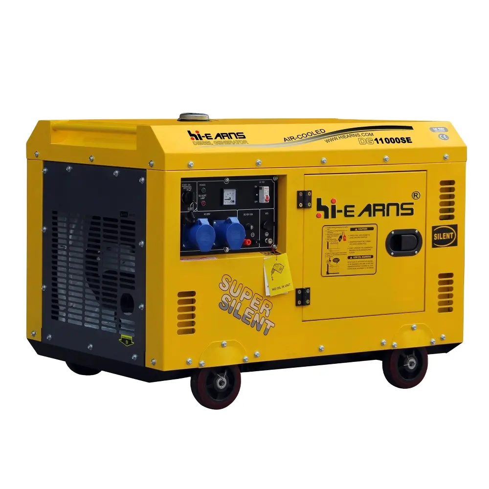 Hiearns 8KW poder estável silencioso gerador diesel 198 motor