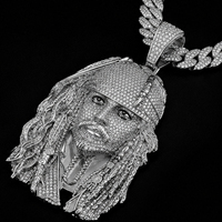 Nuevo Collar con Colgante de Rostro de Personaje en Plata 925 con Micro Pavé de Moissanita, Hecho a Mano, para Hombre, Estilo Rap, Club Nocturno