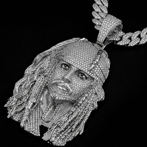 Nouvel Arrivage Collier Pendentif Visage Personnalisé en Argent 925 Micro-Pavé Moissanite Fait Main pour Hommes, Style Performance Rap et Soirée en Club - Product Image 2