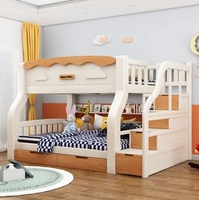 Litera Robusta de Madera Maciza para Niños Cama Madre e Hijo Multifuncional para el Hogar Cama Alta y Baja