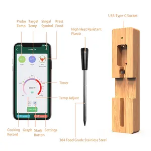 Long Range Smart BBQ BlueTooth Cooking Thermometer Digital Wireless Meat Thermometer With Bluetooth