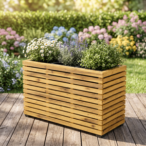 Teak Wood Contemporary <b>Rectangle</b> Vases and Flower <b>Pots</b> OEM Custom Wholesale | Aqudus Saleem India - Product Image 3