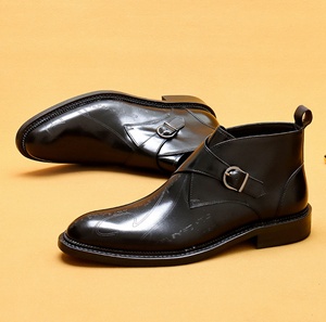 Men's Genuine Leather <b>Pointed</b> <b>Toe</b> High Top Wedding Shoes White Slip On Breathable <b>Flat</b> Formal Boots - Product Image 6