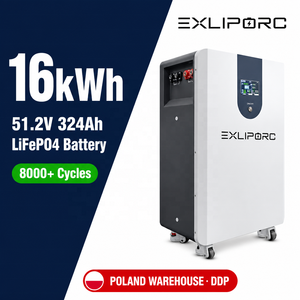 EXLIPORC 16kWh LiFePO4 Battery 51.2V 324Ah Hybrid <b>Grid</b> <b>Wall</b>-Mounted Home Energy Storage Poland Warehouse - Product Image 1