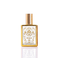 Flacon compte-gouttes carré plat créatif en verre plaqué or 15 ml, vaporisateur de parfum, flacon à bille pour huile essentielle et massage