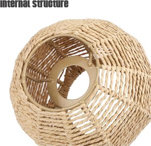 YULIN JIAFU Cabilock Woven Lamp Shade with Metal <strong>Frame</strong>,Round <strong>Small</strong> <strong>Lampshade</strong> Replacement Wall Sconces Ceiling Fan Light Covers - Product Image 3