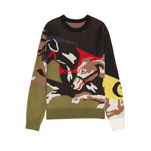 Maglione da uomo in cotone 100% con Logo personalizzato OEM maglione invernale con motivo <span class=keywords><strong>Jacquard</strong></span> lavorato a maglia girocollo - Product Image 2