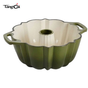 Molde para hornear de hierro fundido esmaltado con diseño moderno, antiadherente, para pasteles Bundt, Pound Cake, Monkey Bread y pasteles tubulares con motivos florales vintage, para uso doméstico. - Product Image 3
