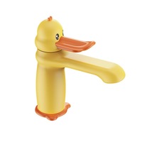 Robinet en forme de canard de dessin animé pour lavabo, robinet mélangeur eau chaude et froide pour lavabo d'enfant 34782
