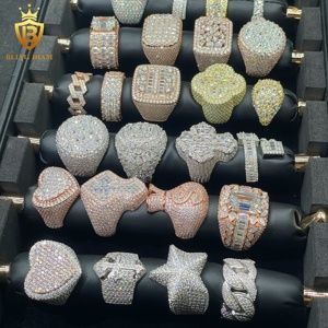 Anello da <span class=keywords><strong>Uomo</strong></span> in <span class=keywords><strong>Argento</strong></span> Sterling <span class=keywords><strong>925</strong></span> con Moissanite Iced Out, Stile Hip Hop, Testato con Diamanti, Prezzo all'Ingrosso - Product Image 3