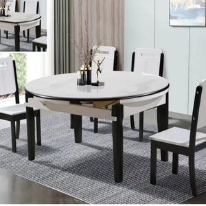 Mesa de Comedor Extensible con Tapa de Mármol y Borde Natural, con 6 Sillas, Mesa de Mármol para Comedor - Product Image 3