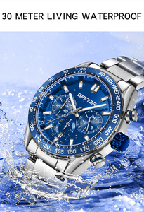 Reloj de Cuarzo Redondo para Hombre SANDA 5501, Esfera de 43 mm, Correa de 20 mm, Estilo Moderno y Ejecutivo, Resistente al Agua, con Fecha, Correa de Acero Inoxidable - Product Image 6