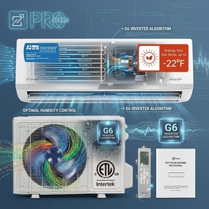 Bomba de <span class=keywords><strong>Calor</strong></span> con Refrigerante R454B de 9000-36000 Btu, Serie US, Aire Acondicionado de Bajo GWP para Climas Fríos, Sistema Mini Split para Uso en Hoteles - Product Image 2