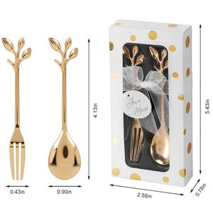 Juego de tenedores y cucharas de boda Cucharadita de café con caja de regalo Boda Baby Shower Regalo de devolución Decoración de fiesta de té Favores <span class=keywords><strong>para</strong></span> <span class=keywords><strong>invitados</strong></span> - Product Image 6