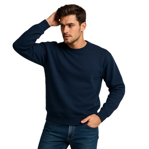 Sweat-shirt de sport pour homme, noir, d'hiver, chaud, en polaire, polyester/coton, uni, col rond, tendance - Product Image 1