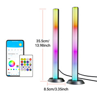Lumière ambiante de bureau LED RGBIC 355 mm, lampe d'ambiance en plastique noir et blanc, câble d'alimentation USB 2 m, décoration DIY pour la salle de jeu et la chambre