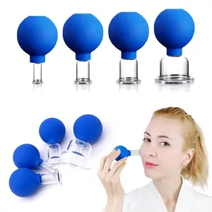 Natural Silicone Glass Face Body Cupping Device 4pieces Vacuum Cupping Cups For Anti Age Cupping Therapy Massager