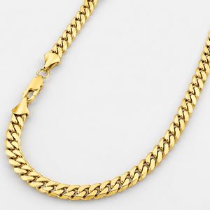 Real 14K Gold Plated Rose Gold Plated Stainless Steel 3/5/6/8mm Solid <b>Diamond</b>-Cut Miami Cuban Link Curb Necklace <b>Men</b> Women - Product Image 5