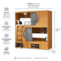 Ensemble de mobilier pour hôtel et appartement, Lit superposé d'hôtel, Lit de capsule spatiale double, Lit d'hôtel, Mobilier pour dortoir et appartement LOFT, Usine de mobilier