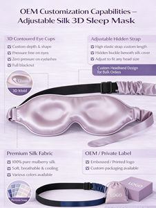 Masque de sommeil 3D en soie de mûrier 22 Momme Premium, sans obstruction des paupières et occultation totale, logo personnalisé, stock disponible - Product Image 2