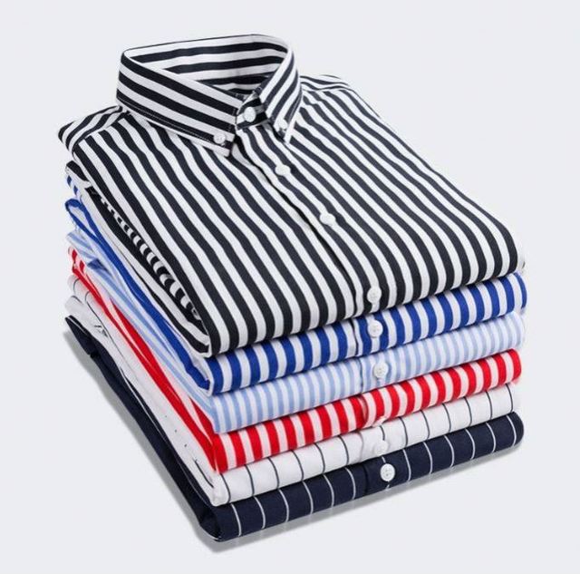 I-0512 Spring Autumn Men's Long Sleeved Shirt Trendy Slim Fit Youth Business Casual Men's Striped Shirts