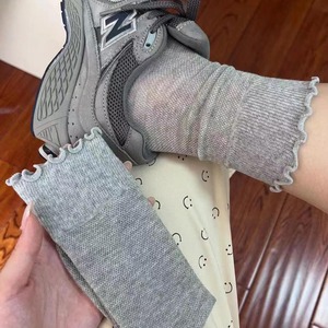 Summer Style Hollow Mesh <b>Socks</b> With Ruffle Trim Mid Calf Breathable Women's Slouch <b>Socks</b> - Product Image 3