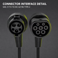 Adaptateur de câble d'extension de charge pour véhicules électriques AOTAI J1772 vers Type 2, SAE J1772 vers IEC 62196 Type 2, conçu pour les véhicules électriques Type 2