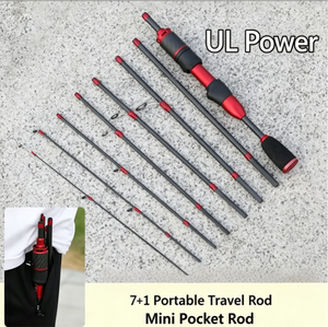 Canne à pêche portable en carbone UL Power Lure Rod de 1,68 m à 1,8 m, 8 sections, super souple, pour la truite et la boucaré, vente en gros usine - Product Image 5