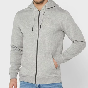 Sweat-shirt à capuche zippé en coton lourd de qualité supérieure pour homme, 500 g/m², confortable, respirant, essentiel pour l'hiver, cordon régulier - Product Image 1