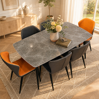 Table à manger en pierre frittée de jade gris/blanc italien, imperméable, écologique, sans formaldéhyde, lisse, mobilier de salle à manger