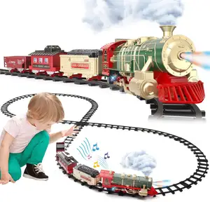 Treno per le vacanze intorno all'albero di natale con luci e suoni pronto per giocare Set di merci modello alimentato a batteria Set di treni natalizi